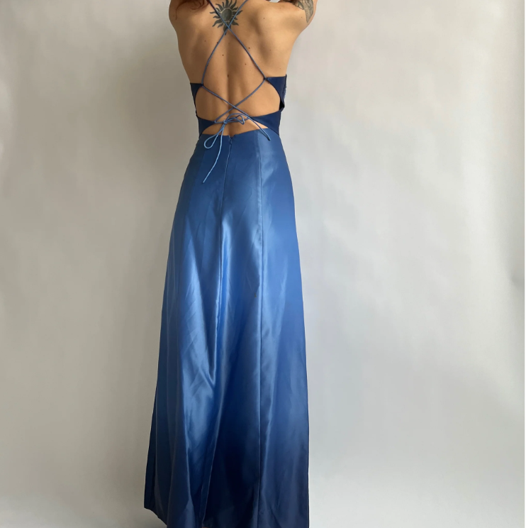 Navy Blue Fashion Ombre Exquisite Beading Elegant Spaghetti Strap Long Satin Ball Gown Evening Dress Party Dress Prom Dress gh3781