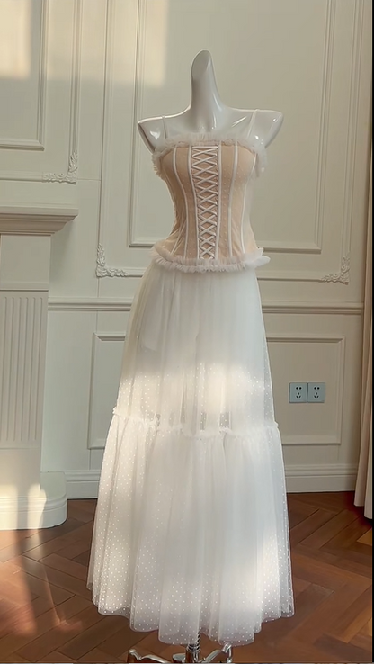 preppydressess -Pink Corset Long Chiffon Birthday Party Dress gh5099