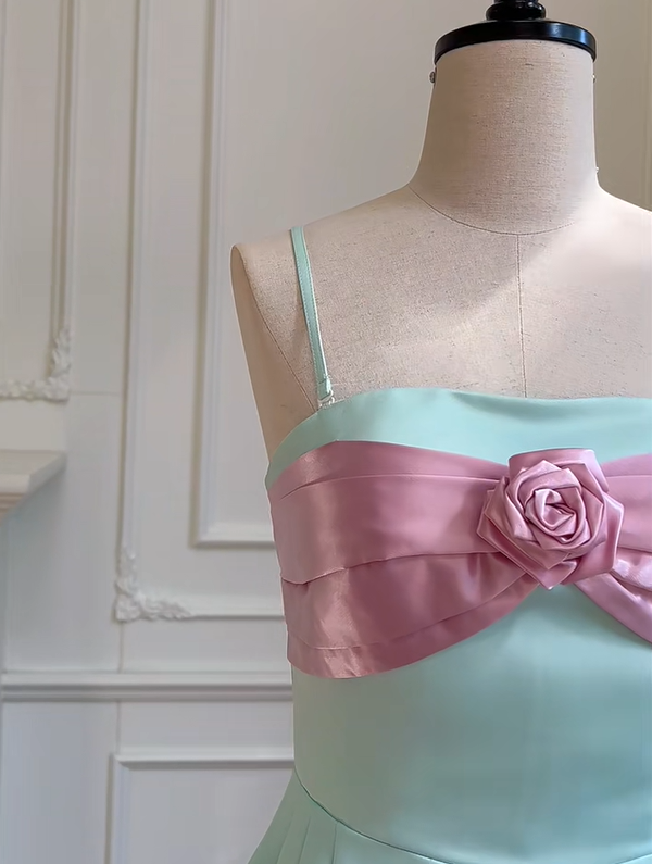 preppydressess -Green sweet cute short satin homecoming dress birthday party dress gh5100