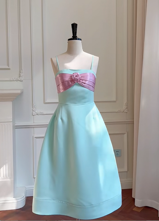 preppydressess -Green sweet cute short satin homecoming dress birthday party dress gh5100