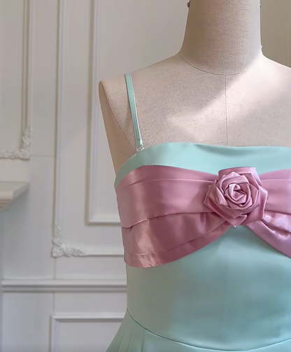 preppydressess -Green sweet cute short satin homecoming dress birthday party dress gh5100