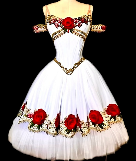 White short vintage floral tulle homecoming dress birthday party dress gh5126