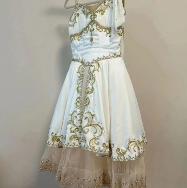 White Beaded Short Vintage Floral Satin Homecoming Dress Birthday Party Dress gh5127