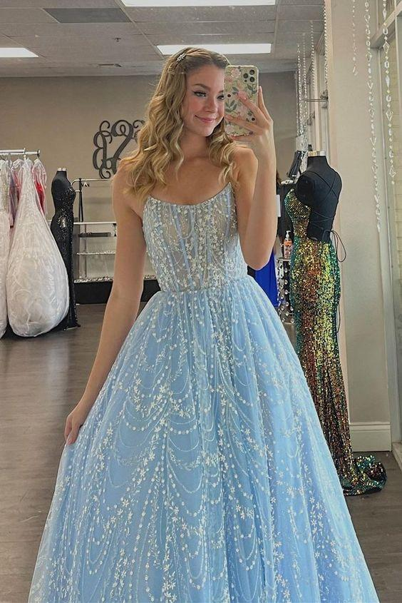 Princess A-line Light Blue Formal Dress Prom Dresses gh1169