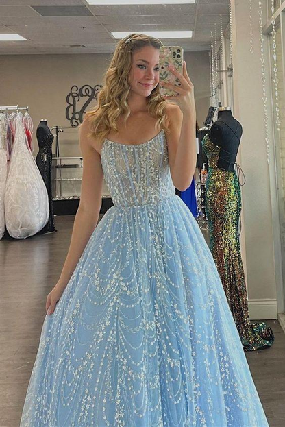 Princess A-line Light Blue Formal Dress Prom Dresses gh1169