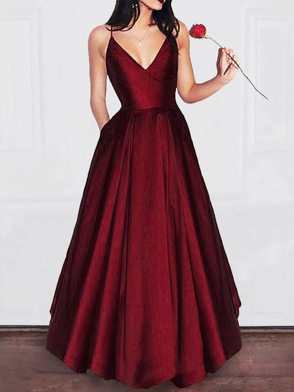 Siren Princess/A-Line Burgundy Satin Prom Dresses gh1164