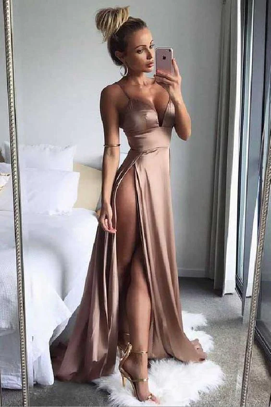 Sexy Long Prom Dress With High Slit, Sweet 16 Dance Dress ,Fashion Winter Formal Dress gh1079
