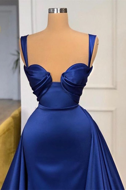 Straps Long Overskirt Prom Dress Royal Blue gh678