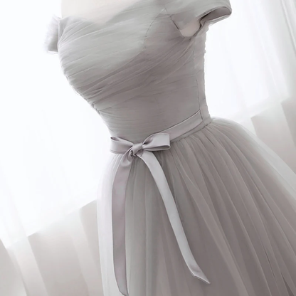 Grey Tulle Party Dress  Tulle Long Formal Gown New Long Grey Gown gh554