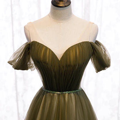 Off Shoulder Tulle Sweetheart Floor Length Long Party Dress, A-Line Wedding Party Dresses Prom dress  gh19