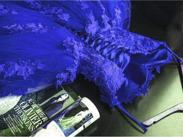 Royal Blue Tulle Strapless Ball Gown Long Prom Dress, Blue Party Dress gh118