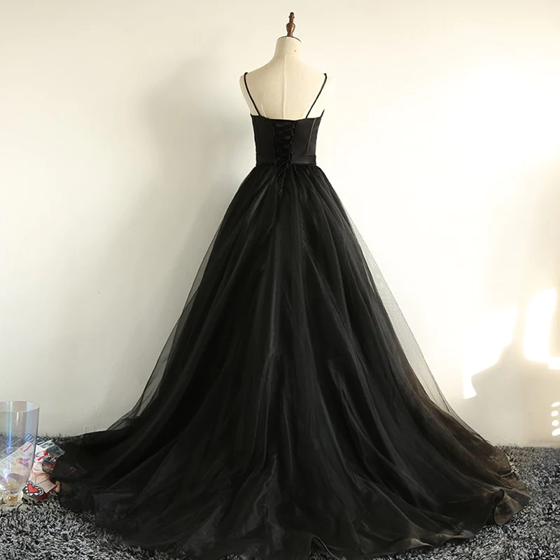 Charming Black Long Party Gowns, Black Evening Prom Dress gh516