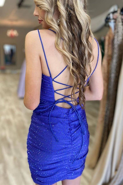 Sparkles Tight Royal Blue Short Homecoming Dress  gh1189