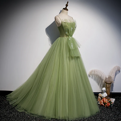 Lovely Green Tulle Prom Dress, Long Green Evening Party Dresses Sweet 16 Dresses gh2575