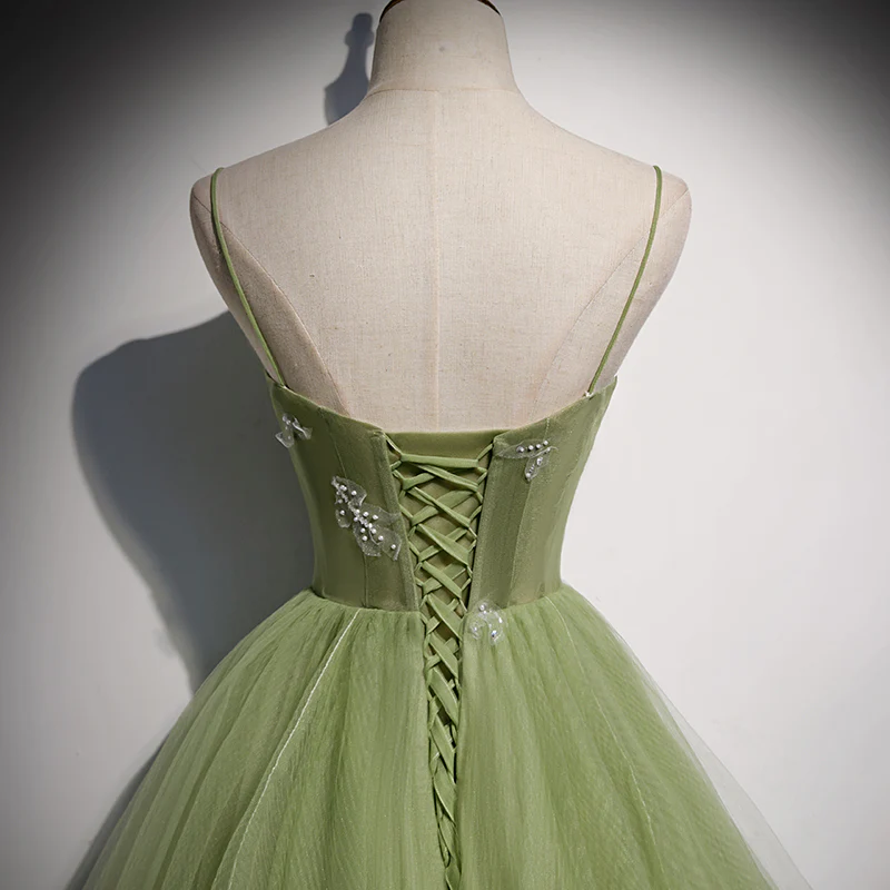 Lovely Green Tulle Prom Dress, Long Green Evening Party Dresses Sweet 16 Dresses gh2575