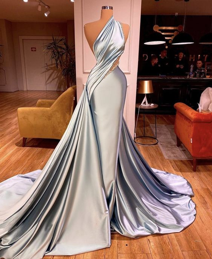 one shoulder prom dresses beaded satin a line detachable satin elegant cheap prom gown gh2183