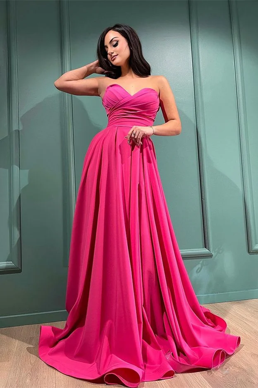 Fuchsia Long Prom Dress With Split Sweetheart gh2546