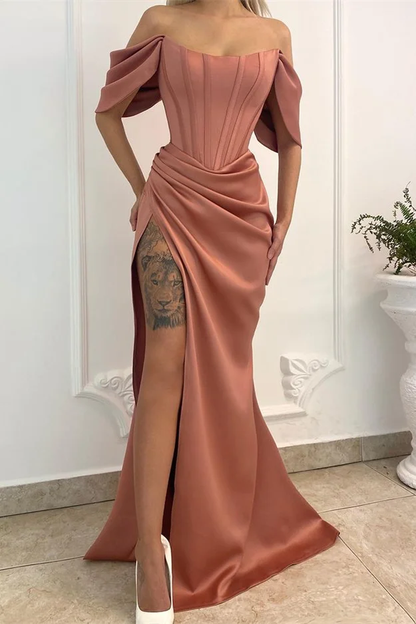 Long Evening Dress Mermaid With Slit Off-the-Shoulder gh2537