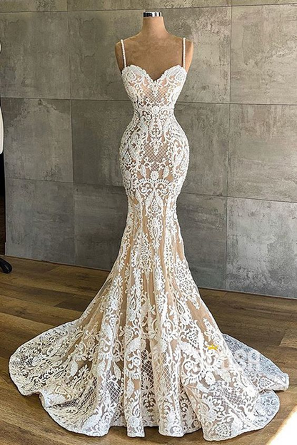 Exquisite Lace Sweetheart Mermaid Gown Bridal Dress gh2406