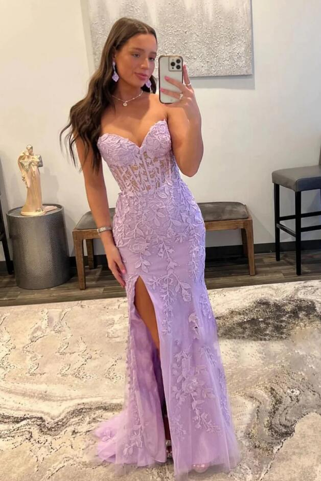 Sexy Strapless Mermaid Long Prom Dress with Slit gh2585