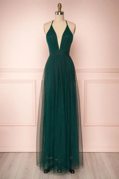 Green Forest Green Long Prom Dress gh2297