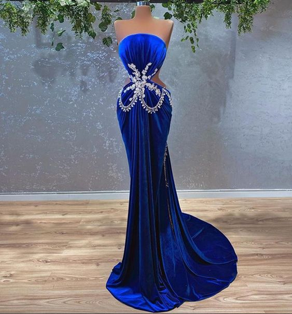 Luxury gorgeous elegant women long evening dress mermaid royal blue ball gown gh2186