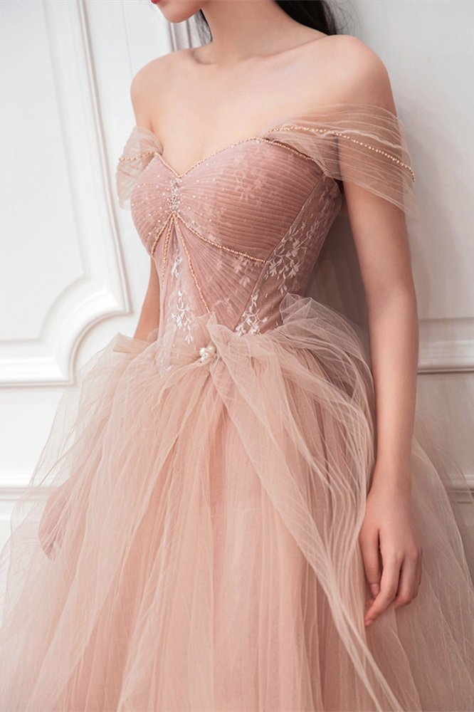 Peach Ball Gown with Off the Shoulder Top  gh2346