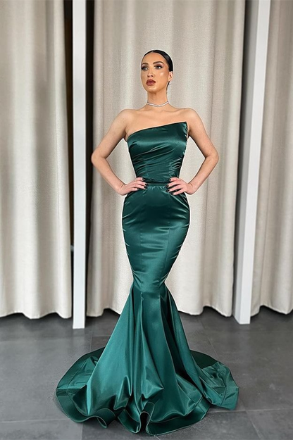 Stunning Dark Green Strapless Mermaid Long Evening Dress gh2047