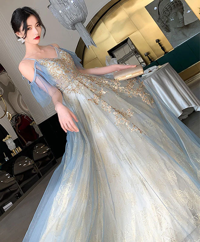 Green tulle lace long prom dress, green tulle lace formal dress  gh2262