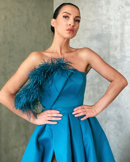 A Line Peacock Blue Prom Dresses, Peacock Blue Floor Length Formal Evening Dresses gh1989