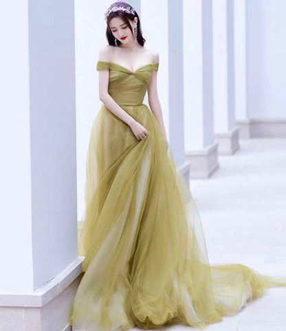 Cute tulle long prom dress A line evening gown gh2230