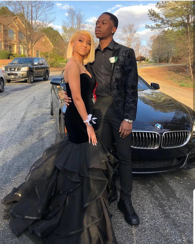 Mermaid Black Layered Long Sweetheart Organza Prom Dresses gh2430