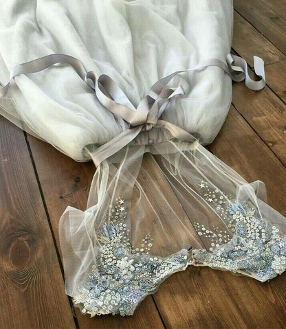 Blue backless exquisite beaded A-line long elegant ball gown formal evening gown wedding dress gh2286