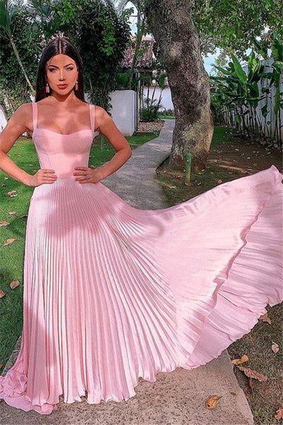 Elegant Pink Straps Sleeveless A-Line Prom Dresses gh2768