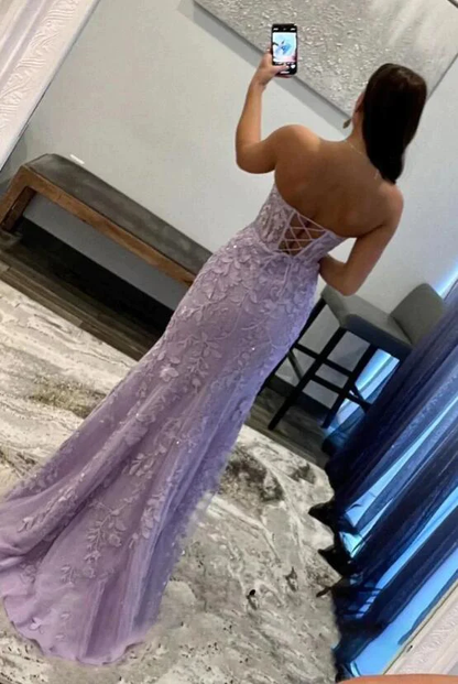 Sexy Strapless Mermaid Long Prom Dress with Slit gh2585