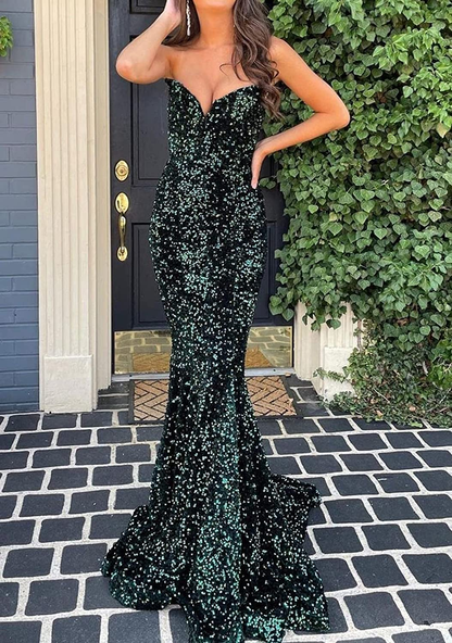 Sparkle Evening Dresses,Mermaid Fuchsia Sequins Long Formal Dress gh2458