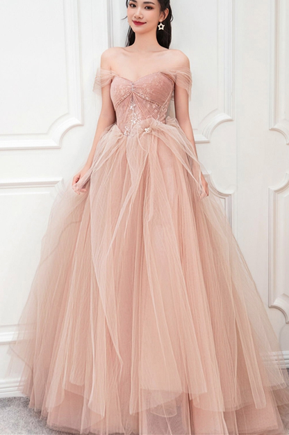 Peach Ball Gown with Off the Shoulder Top  gh2346