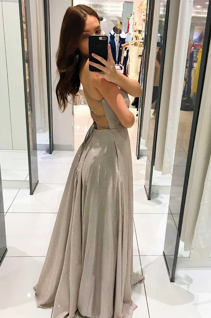 Simple v neck long A line prom dress evening dress gh2138