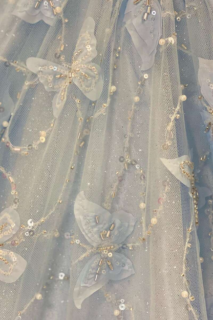 Light Blue Sweetheart Off-the-Shoulder A-line Prom Dress  gh2160