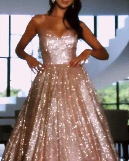 Sparkly prom dresses lace up back formal gown for women    cg20377