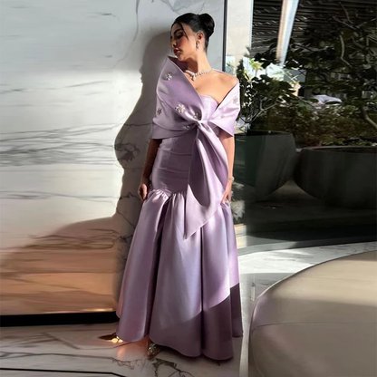 Elegant Satin Evening Dress for Women 2 Piece Strapless Formal Dresses     fg5987