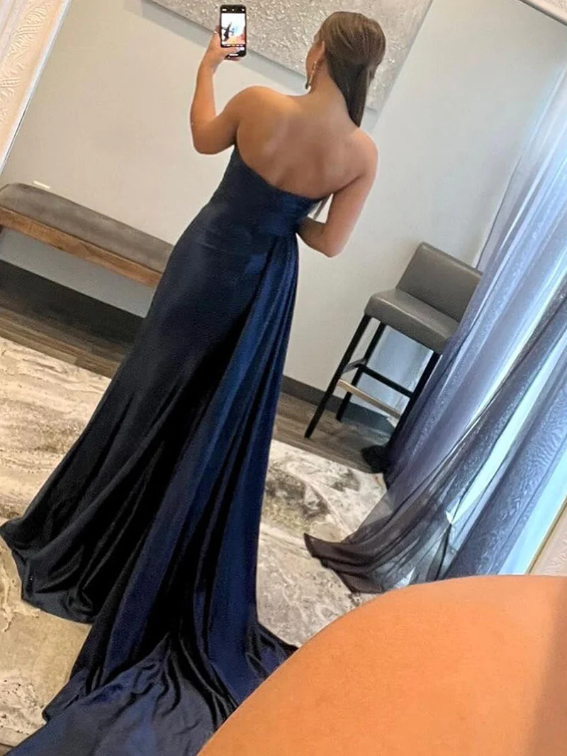 Mermaid Strapless Satin Prom Dress with Slit gh2693