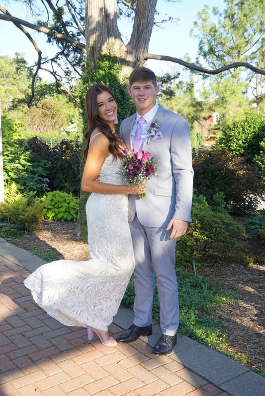 White solid color V-neck exquisite lace spaghetti straps long floor-length elegant lace ball gown evening dress party dress gh2878 gh2878