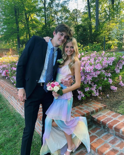 Spaghetti straps layered rainbow prom dress gh2898