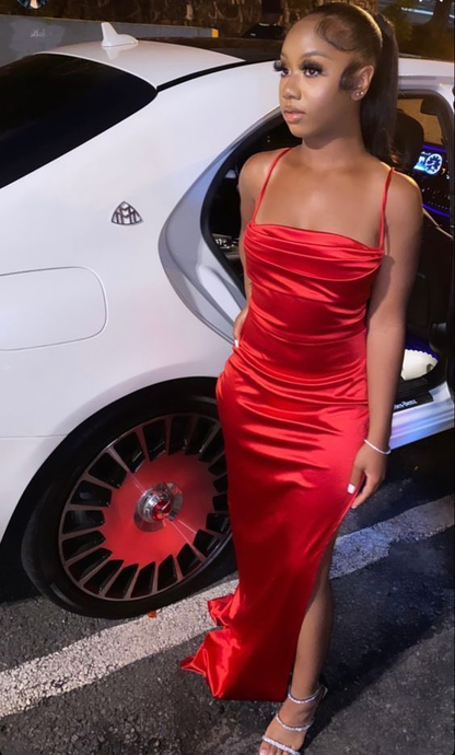 Modest Mermaid Long Slit Prom Dresses gh2996