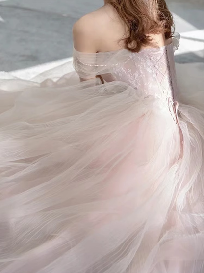 Sexy A Line Cap Sleeves Party Dress Pink Prom Dress P862