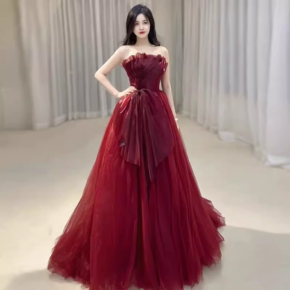Sexy Strapless Red Party Dresses Long Prom Dresses P942
