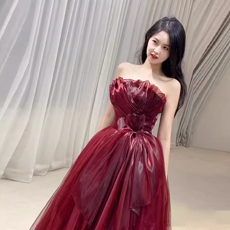 Sexy Strapless Red Party Dresses Long Prom Dresses P942