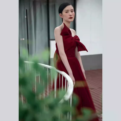 Sexy A line Party Dresses Strapless Red Prom Dresses P951