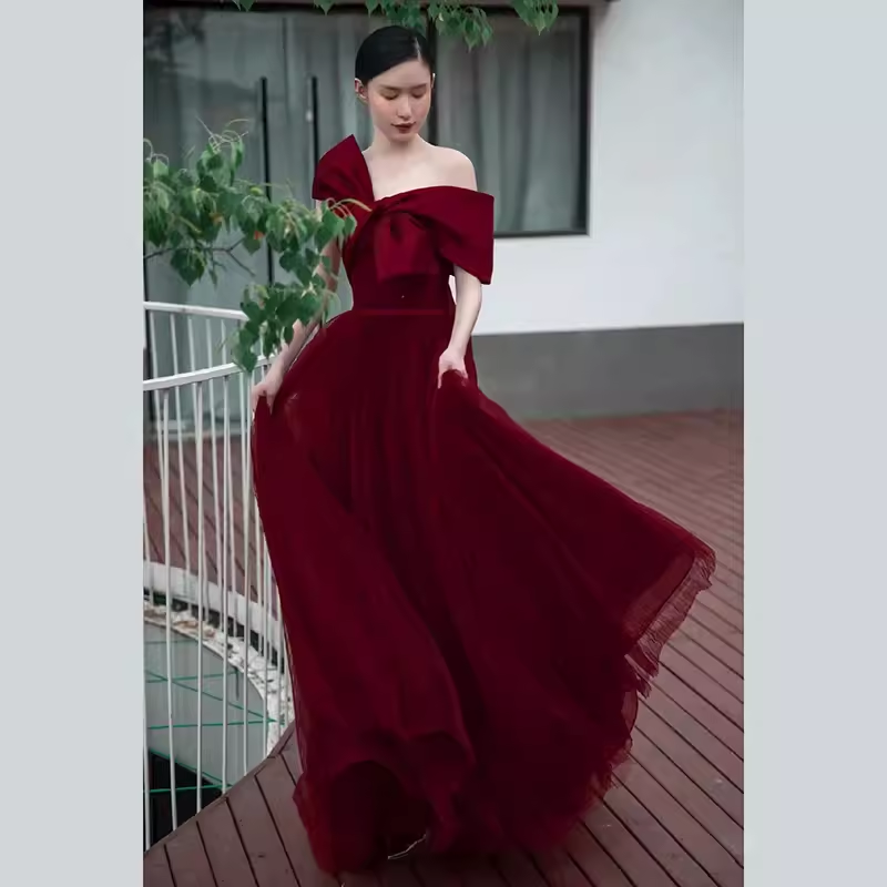 Sexy A line Party Dresses Strapless Red Prom Dresses P951